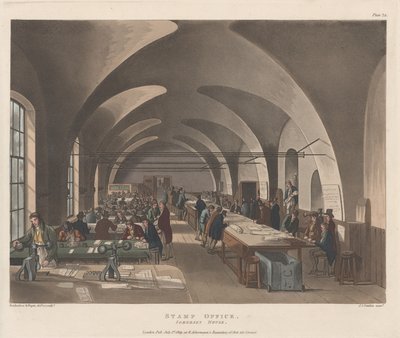 Frimerkekontoret, Somerset House, 1. juli 1809., 1. juli 1809. av Joseph Constantine Stadler