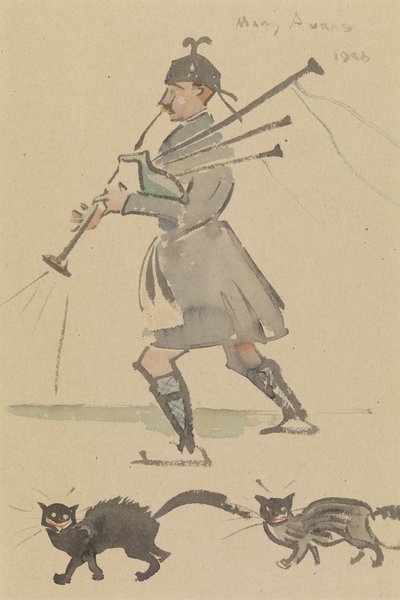 Highlander som spiller sekkepipe av Joseph Crawhall