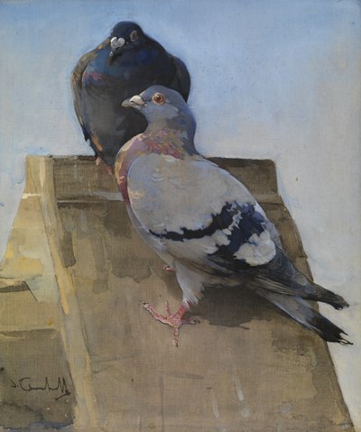 Duer på taket (gouache på lin) av Joseph Crawhall