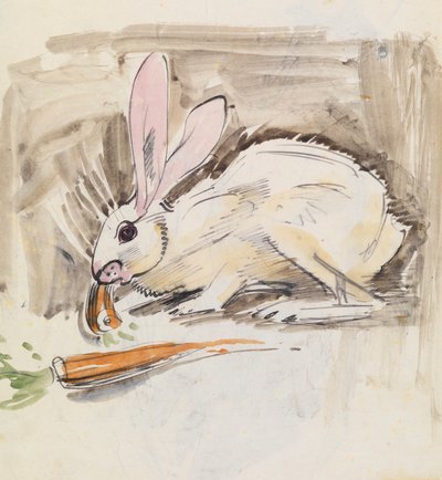 Kanin (penn og vask på papir) av Joseph Crawhall
