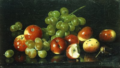 Stilleben med crabapples og druer, av Joseph Decker