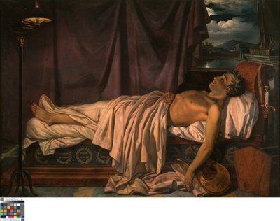 Lord Byron på dødsleiet, ca. 1826 (olje på lerret) av Joseph Denis Odevaere