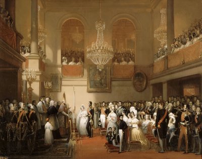 Ekteskap med Leopold I av belgierne og prinsesse Louise av Orléans på Château de Compiègne, Au av Joseph Desire Court