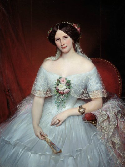 Portrett av Madame Pouchet Hun er kona til legen Archimede Pouchet, venn av Gustave Flaubert. Maleri av Joseph Court (1797-1865) 1849 søn. 0,97x1,3 m Rouen, musee des Beaux Arts - Portrett av Madame Pouchet, kona til legen Archimede Pouchet av Joseph Desire Court
