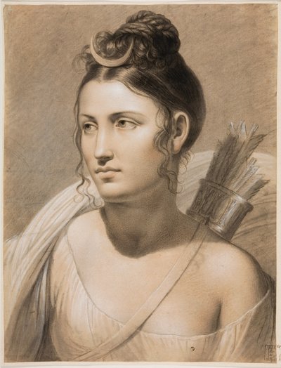 Diana (fargestift på papir) av Joseph Ducq