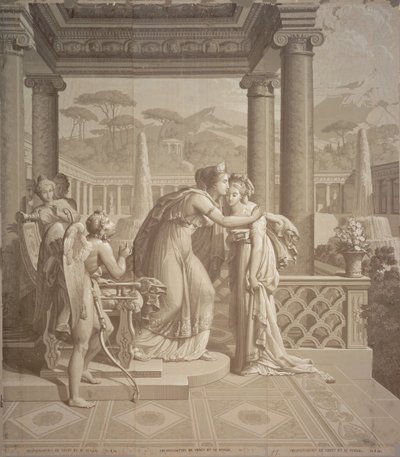 Tapetdesign med Cupid og Psyche, 1815 av Joseph Dufour