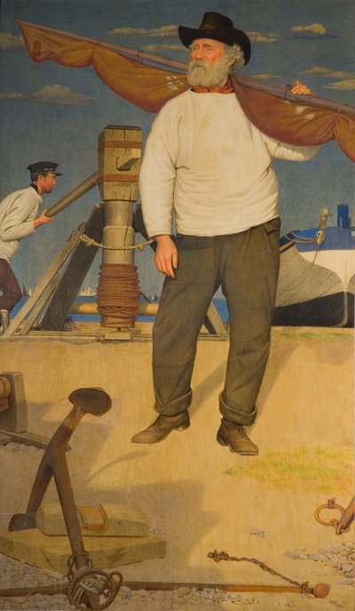 Fisherman Carrying a Sail, 1907. av Joseph Edward Southall