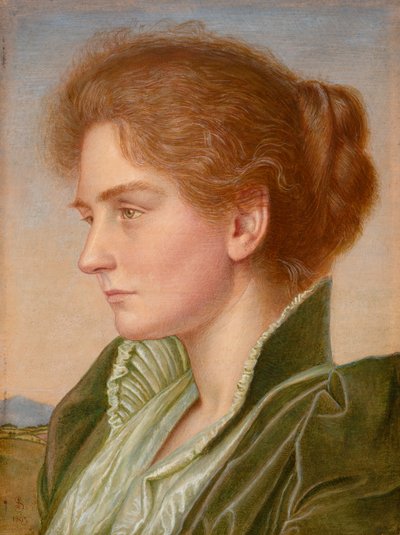 Gertrude Southall (akvarell med kroppsfarge og gummi arabicum, forhøyet med gull) av Joseph Edward Southall