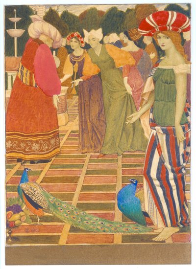 Nye lamper for gamle, 1900 (blekk, wc og gullmaling) av Joseph Edward Southall