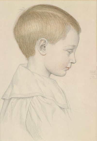 Skisse av et guttehode, 1906 (blyant og wc på papir) av Joseph Edward Southall