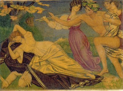 Studie for Bacchus og Ariadne, ca. 1912 (wc over blyant på kort) av Joseph Edward Southall