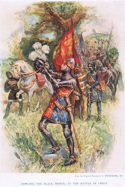 Edward, The Black Prince at the Battle of Crecy, illustrasjon fra 