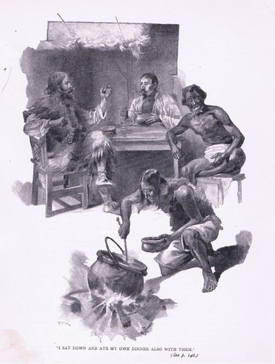 Jeg satte meg ned og spiste middagen min med dem (litho) av Joseph Finnemore