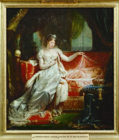 Keiserinne Marie Louise og hennes sønn, kongen av Roma (maleri på lerret) av Joseph Franque