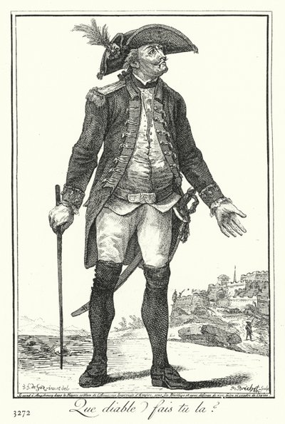 Hva i helvete gjør du der? (gravering) av Joseph Franz von (after) Goez