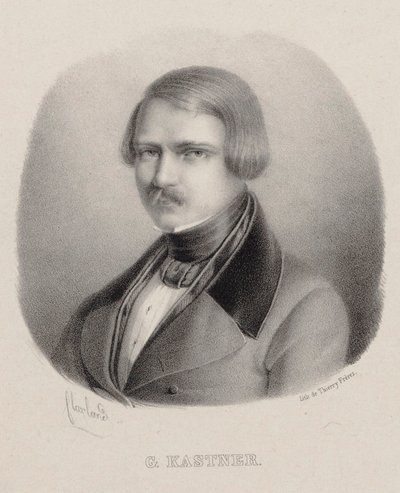 Portrett av komponisten Jean-Georges Kastner 1810-1867. av Joseph Frédéric Flaxland