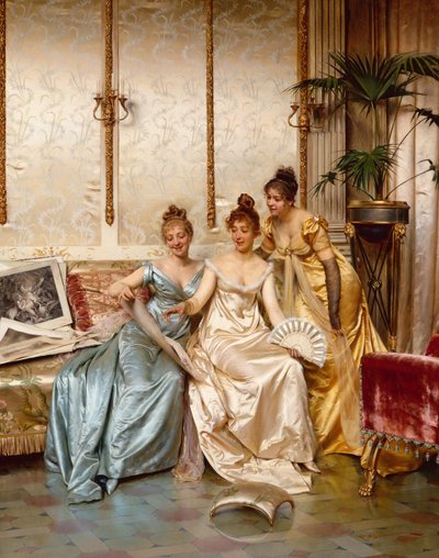 Three Beautiful Connoisseurs (olje på lerret) av Joseph Frederick Charles Soulacroix