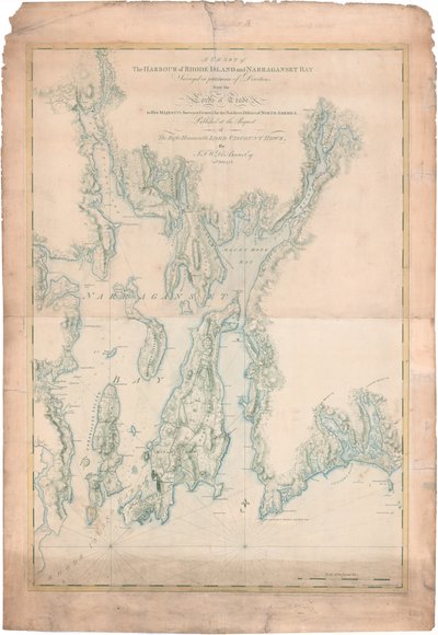Et diagram over havnen på Rhode Island og Narragansett Bay av Joseph Frederick Wallet DesBarres