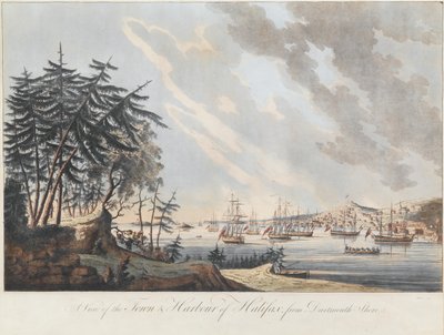 En utsikt over byen og havnen i Halifax fra Dartmouth Shore, 1781 av Joseph Frederick Wallet DesBarres