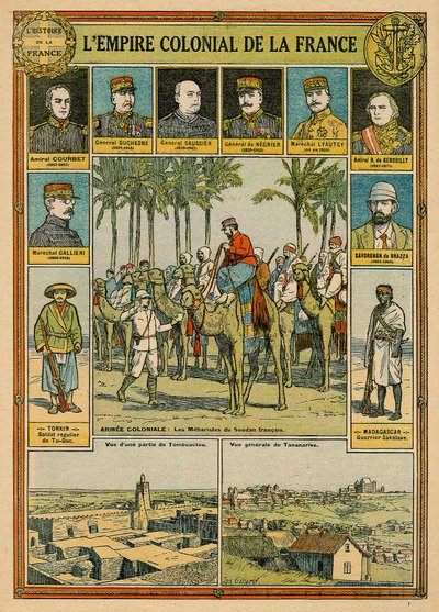 Det franske koloniriket, sent på 1800-tallet - tidlig på 1900-tallet (farge litho) av Joseph Girard