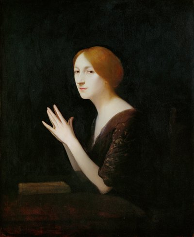 Marguerite Moreno (maleri på tre) av Joseph Granie