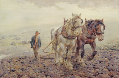 Harving på South Downs nær Wilmington, Sussex, av Joseph Harold Swanwick