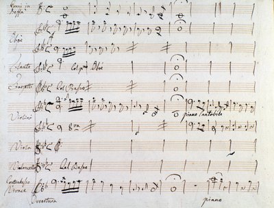Første side av musikalsk partitur av menuetten i Armida av J Haydn (1784) av Joseph Haydn