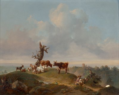 Kyr og geiter på beitet av Joseph Heicke