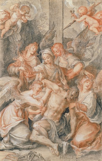 Pieta med engler og putti av Joseph Heintz