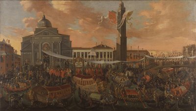 Inngangen til Patriarch Federico Corner til S. Pietro di Castello av Joseph Heintz the Younger