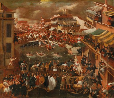 Ponte dei Pugni i Venezia. av Joseph Heintz the Younger