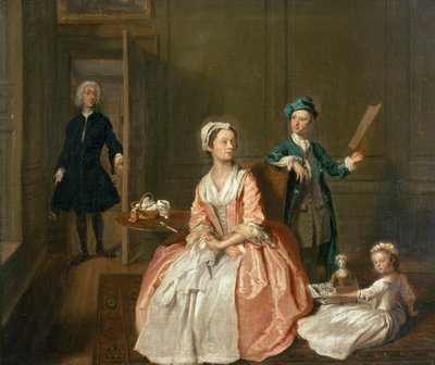 Samtalestykke, trolig av kunstnerens familie, ca. 1732-5 av Joseph Highmore