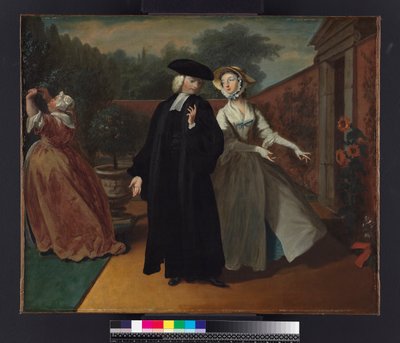 Pamela viser Mr Williams et gjemmested for brevene hennes, fra `Pamela: or Virtue Rewarded' av Samuel Richardson (1689-1761) publisert 1740, ca. 1744 av Joseph Highmore