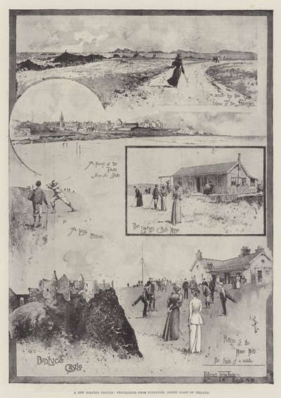 En ny golfbane, blyanter fra Portrush, Nordkysten av Irland av Joseph Holland Tringham