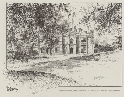 Dalmeny House, nær Edinburgh, Midlothian-setet til Lord Rosebery av Joseph Holland Tringham