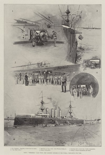 HMS Terrible, 14 220 tonn, den største krysseren i verden, forbereder seg på krig av Joseph Holland Tringham