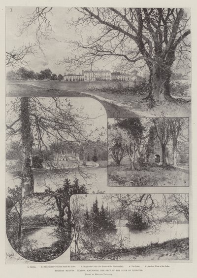 Holiday Haunts, kartong, Maynooth, setet til hertugen av Leinster av Joseph Holland Tringham