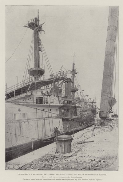 The Building of a Battle-Ship, HMS Ocean, Twin-Screw, 1. klasse, 12 950 tonn, i verftet i Plymouth av Joseph Holland Tringham