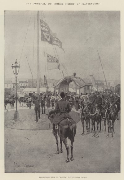 Begravelsen til prins Henry av Battenberg, prosesjonen fra Alberta til Whippingham kirke av Joseph Holland Tringham