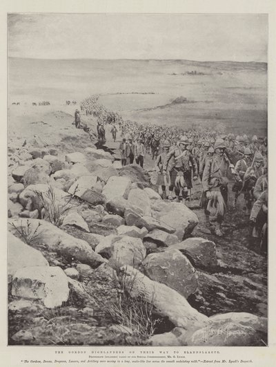 Gordon Highlanders på vei til Elandslaagte av Joseph Holland Tringham