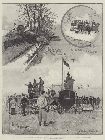 Prinsen av Wales og fest på West Norfolk Hunt Club Steeplechases, på East Winch, mandag 9. april av Joseph Holland Tringham