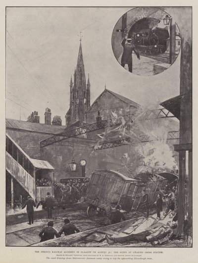 Den alvorlige jernbaneulykken i Glasgow 30. august, scenen på Charing Cross Station av Joseph Holland Tringham