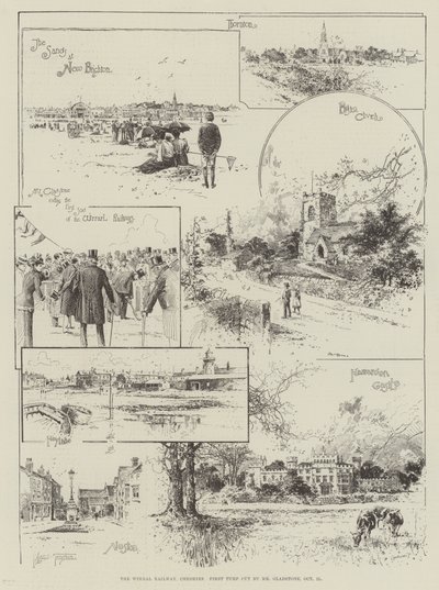 The Wirral Railway, Cheshire, First Turf kuttet av Mr Gladstone, 21. oktober av Joseph Holland Tringham