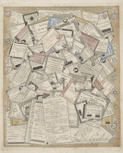 Frans papiergeld Mynter og andre papirer fra den franske republikk (tittel på objekt) av Joseph Hunin