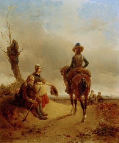 Landskap med en barokk ridescene av Joseph Jodocus Moerenhout