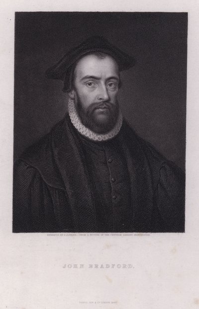 John Bradford , engelsk protestantisk martyr (gravering) av Joseph John Jenkins