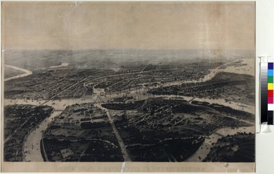 Panorama over St. Petersburg og området rundt fra fugleperspektiv - Iosif Iosifovich Charlemagne (1824-1870). Akvatint, andre halvdel av 1800-tallet. Statens museum for historien til St. Petersburg av Joseph Jossifovich Charlemagne