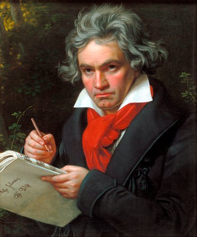 Portrett av Ludwig van Beethoven når han komponerte høytidsmessen, 1820. av Joseph Carl Stieler