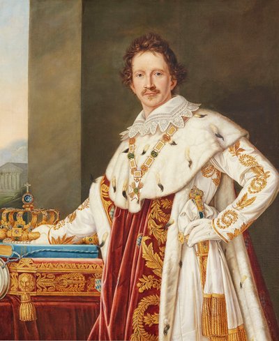 Portrett av Ludwig I av Bayern 1786-1868 i salvekappe. av Joseph Carl Stieler