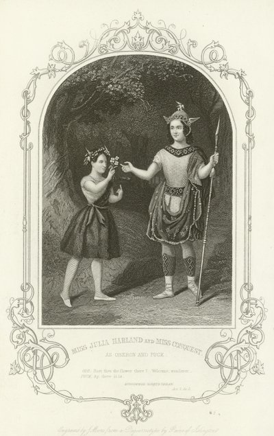 Miss Julia Harland og Miss Conquest som Oberon og Puck, A Midsummer Night's Dream av Joseph Kenny Meadows
